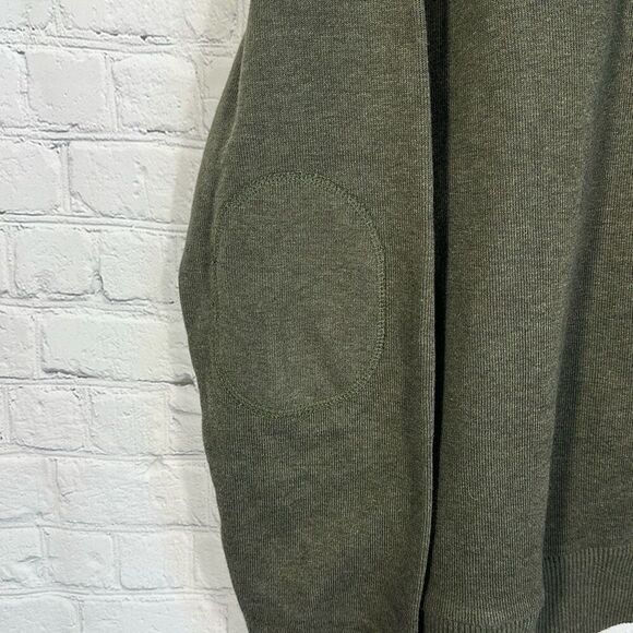 Stetson Country Western Quarter Zip Green Sweater Elbow Pads size L Large - Picture 2 of 9
